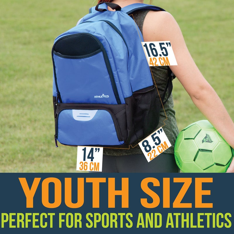 Athletico Youth Soccer Bag - Soccer Backpack & Bags for Basketball, Volleyball & Football | Includes Separate Cleat and Ball Compartment (Blue) - Image 3